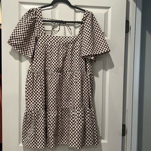 Abercrombie geometric print babydoll dress size large petite NWT